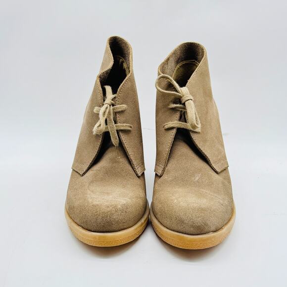J Crew Ankle Boots Womens 8 Brown Suede Wedge Heels Chukka Booties Desert Shoes - Picture 9 of 12